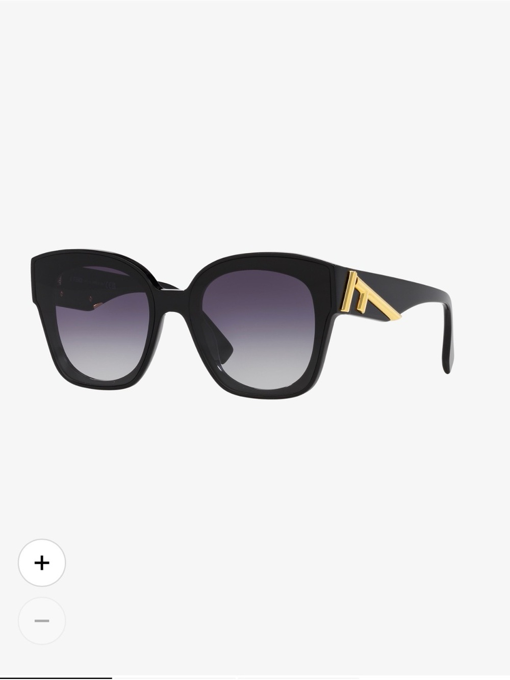 Fendi Black Square Sunglasses with Gold 'F' Accent and Gradient Lenses